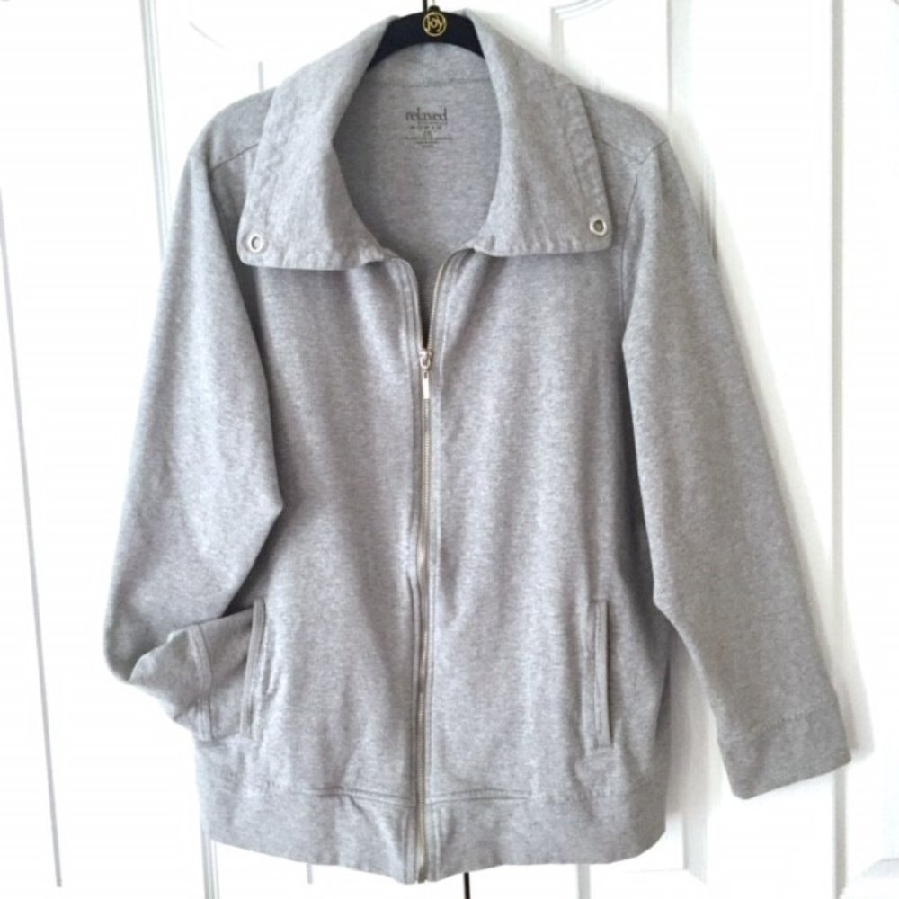 Charter Club Zip Up Collared Sweatshirt Jacket EUC